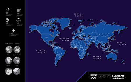 Grand world map graphic element vector illustration.のイラスト素材