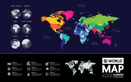 Grand world map graphic element vector illustration.のイラスト素材