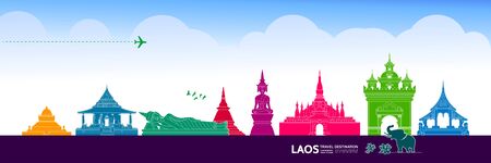 Laos travel destination grand vector illustration.のイラスト素材