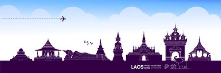 Laos travel destination grand vector illustration.のイラスト素材