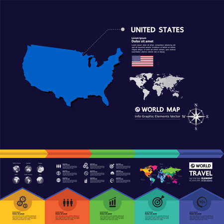 USA travel destination grand vector illustration.のイラスト素材