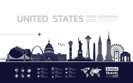USA travel destination grand vector illustration.のイラスト素材