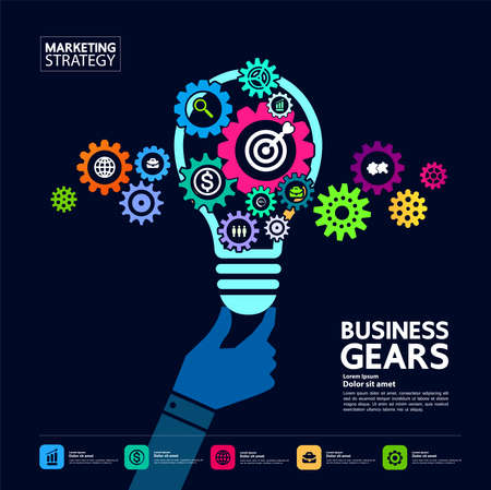 Gears creative idea set for business vector illustration.のイラスト素材