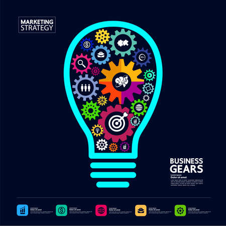 Gears creative idea set for business vector illustration.のイラスト素材