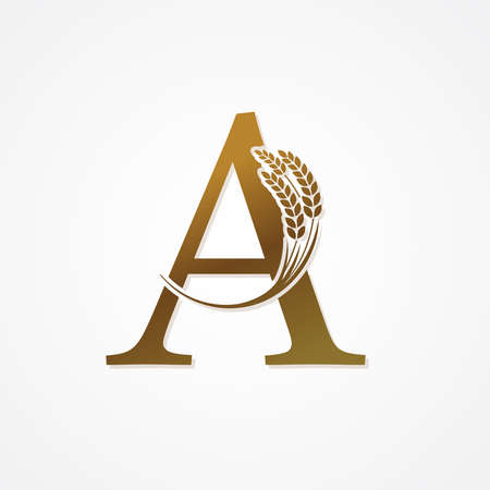 Gold Letter with Rice  for logo design vector.のイラスト素材