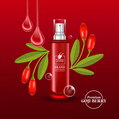 Goji berry serum for skin care product vector illustration.のイラスト素材