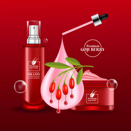 Goji berry serum for skin care product vector illustration.のイラスト素材