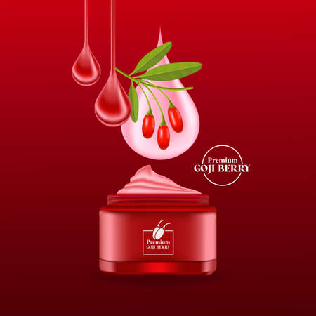 Goji berry serum for skin care product vector illustration.のイラスト素材