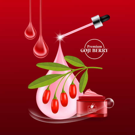 Goji berry serum for skin care product vector illustration.のイラスト素材