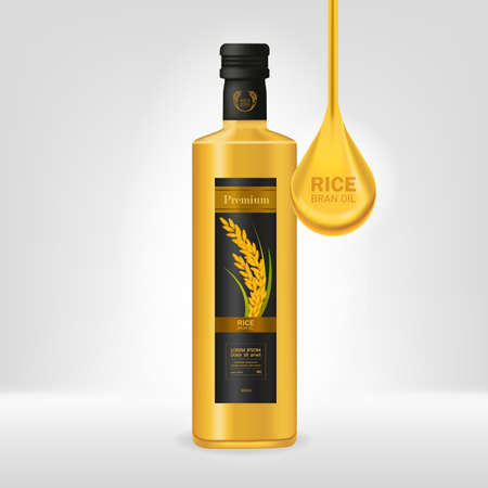 Premium Rice bran oil Product Mockup vector illustrationのイラスト素材