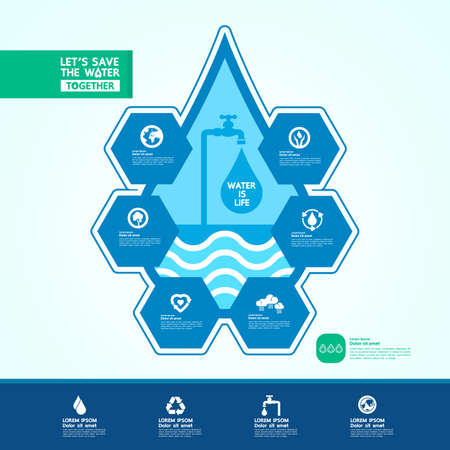 Save the water for green ecology world vector illustration.のイラスト素材