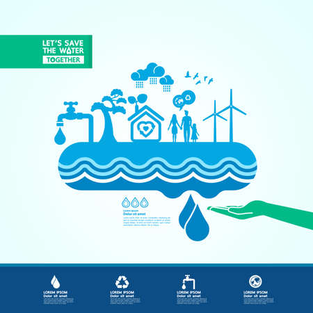 Save the water for green ecology world vector illustration.のイラスト素材