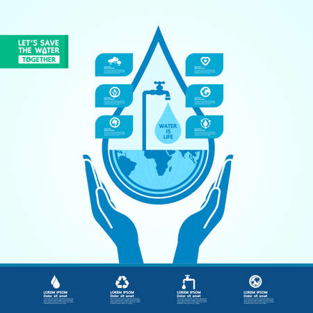 Save the water for green ecology world vector illustration.のイラスト素材