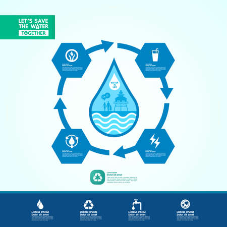 Save the water for green ecology world vector illustration.のイラスト素材