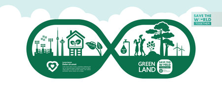 Save the world together green ecology vector illustration.のイラスト素材
