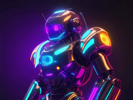 Artificial intelligence future robot, Generative AI Illustration.の素材