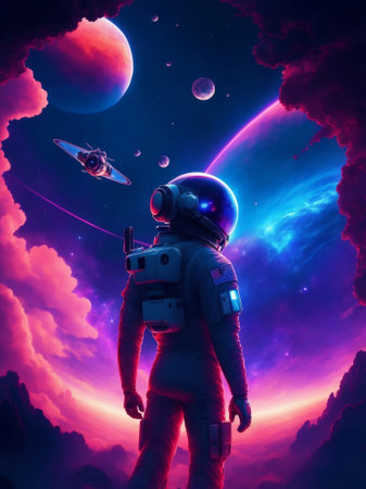 Astronaut in outer space, Generative AI Illustration.の素材