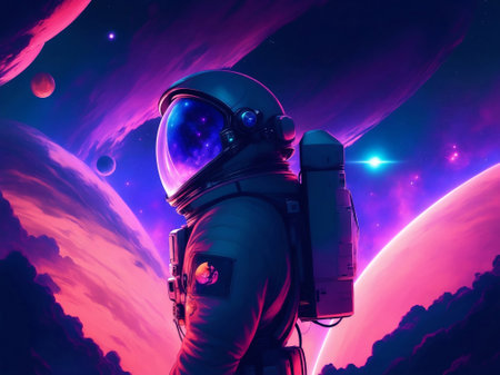 Astronaut in outer space, Generative AI Illustration.の素材