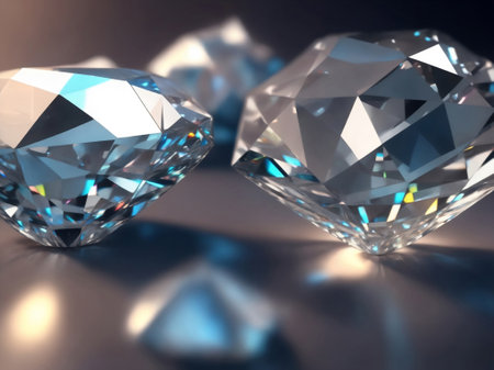 A soft focus shot of beautiful diamonds, Generative AI Illustration.の素材