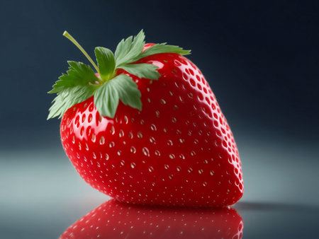 Fresh vivid strawberry, Generative AI Illustration.の素材
