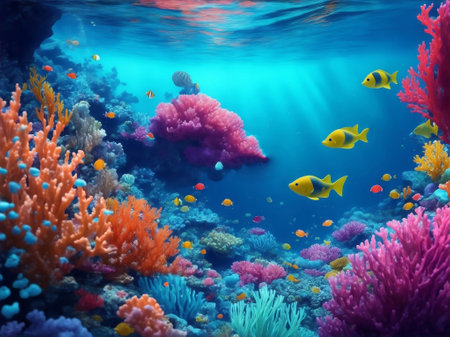 Colorful under the sea underwater world.の素材