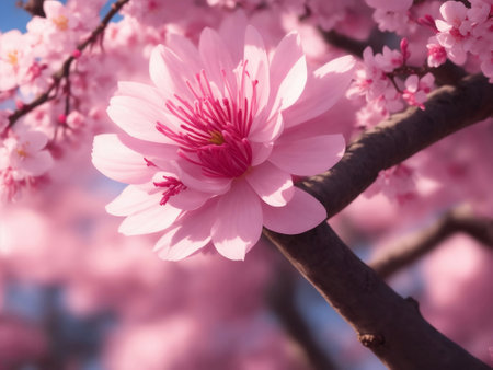 A Beautiful Sukura Cherry Blossom in Japanの素材