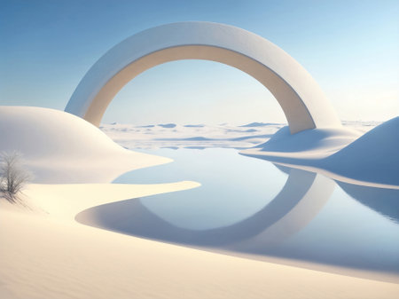 Dune in winter season landscape with portal.の素材