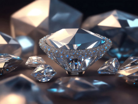 A soft focus shot of beautiful diamonds, Generative AI Illustration.の素材