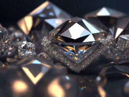 A soft focus shot of beautiful diamonds, Generative AI Illustration.の素材