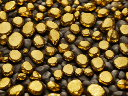 A shine gold stones from nature, Generative AI Illustration.の素材