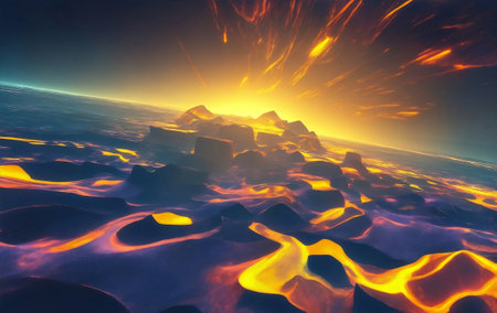 A glowing abstract panoramic background, Generative AI Illustration.の素材