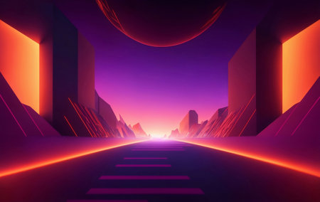 A glowing abstract mountain background, Generative AI Illustration.の素材