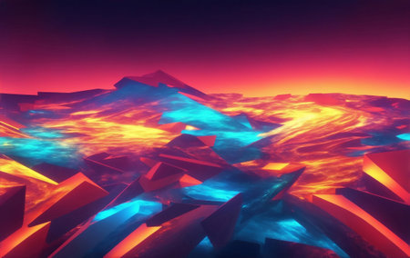 A glowing abstract panoramic background, Generative AI Illustration.の素材