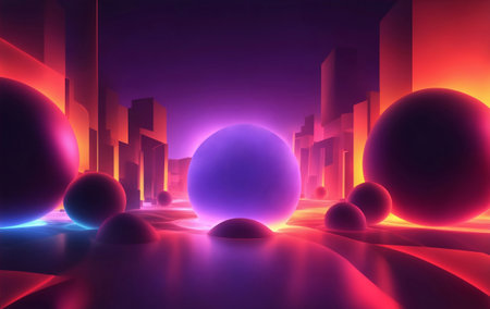 A glowing abstract mountain background, Generative AI Illustration.の素材