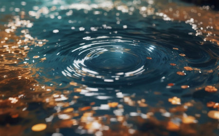A pure water drop background, Generative AI Illustration.の素材