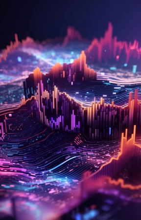 A hills data landscape digital abstract background.の素材