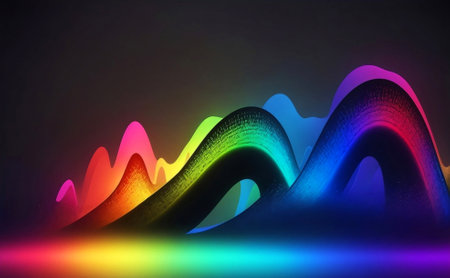 A colorful digital sound waves futuristic abstract background.の素材