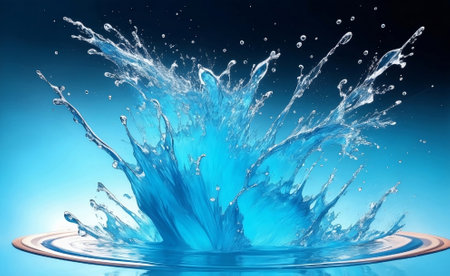 A pure water splashing on blue background.の素材