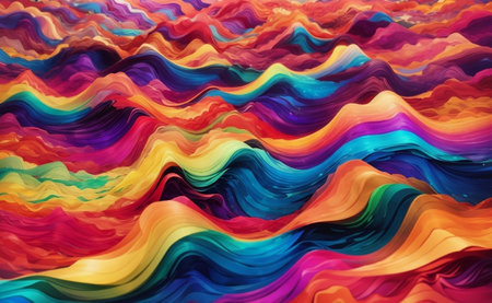 Colorful waves abstract of digital network background.の素材