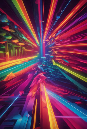 Colorful futuristic digital laser creative background.の素材