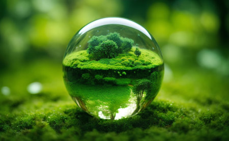 A nature glass on mossy ground with nature background.の素材