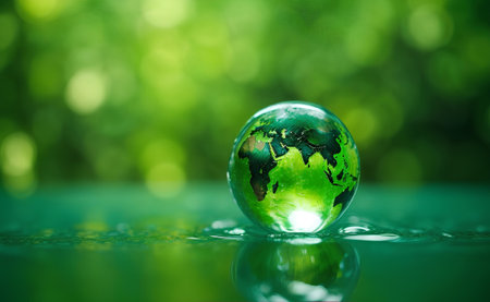 A globe of the world with green nature background.の素材