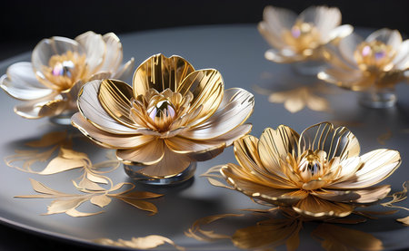Luxury elegant silver and gold flowers.の素材