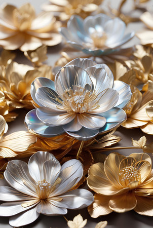Luxury elegant silver and gold flowers.の素材