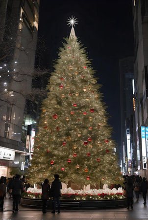 A Christmas tree in Tokyo with beautiful night light.の素材