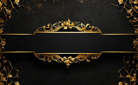 Luxury black and gold background with space in the middle to put a sentence.の素材