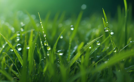 Natural green grass with water drops background.の素材