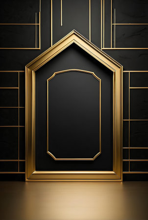 Luxury black and gold background with space in the middle to put a sentence.の素材