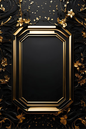 Luxury black and gold background with space in the middle to put a sentence.の素材