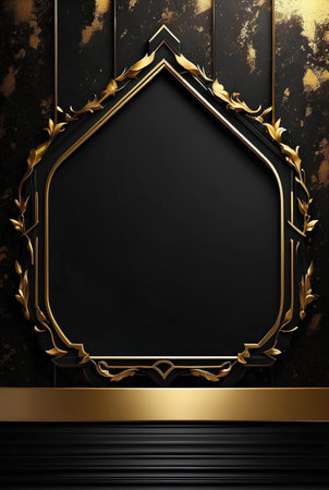 Luxury black and gold background with space in the middle to put a sentence.の素材
